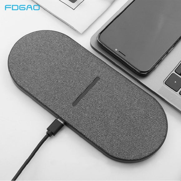 2 in 1 30W Dual Seat Qi Wireless Charger